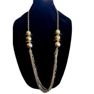 Gold‑Tone Beaded Necklace – Decorative Beads (NWOT)